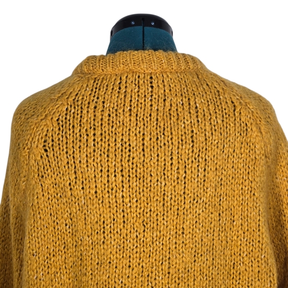 Zara Mohair Blend Chunky Knit Sweater Mustard Yellow Gold Pullover Small - Picture 7 of 9